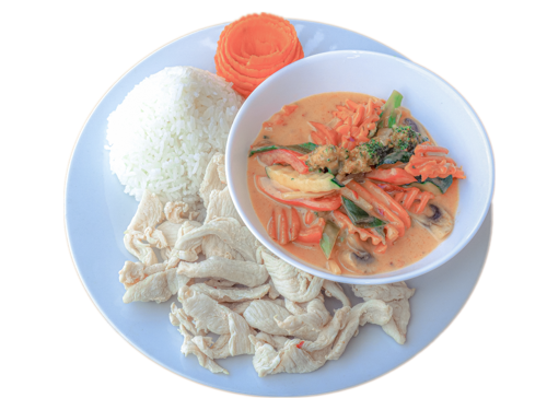 132. Rote-Thai-Curry Sauce mit Hühnerfleisch