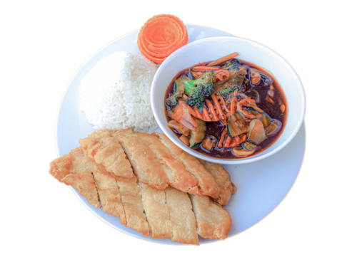135. Chop-Suey mit gebackenes Hühnerbrustfilet
