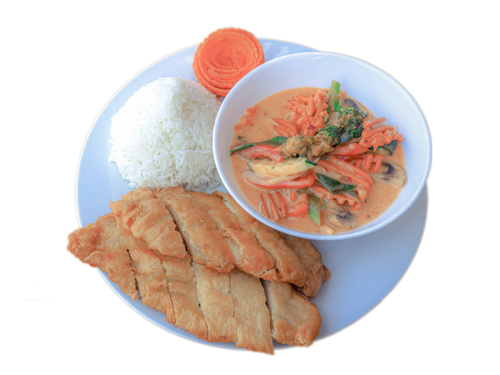 137. Rote-Thai-Curry mit gebackenes Hühnerbrustfilet